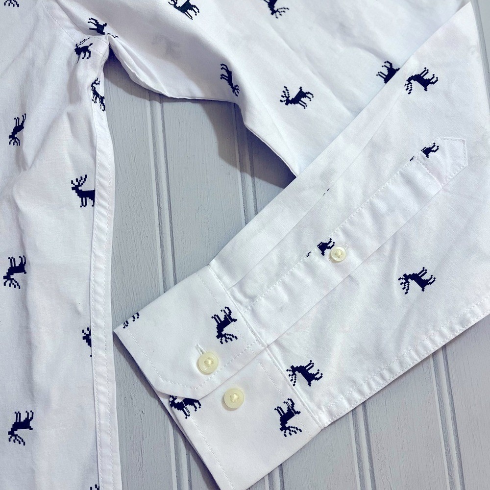 Goodfellow Reindeer Print Long Sleeve Button Down Shirt Mens Small Slim NWT - Picture 9 of 11